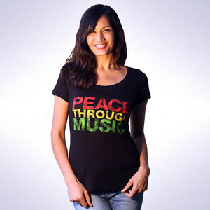 Women's Peace Through Music Scoop T-Shirt