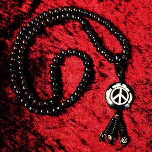 PFC Peace Symbol Mala Bead Necklace