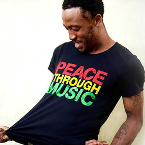 Peace Through Music Black T-Shirt | unisex